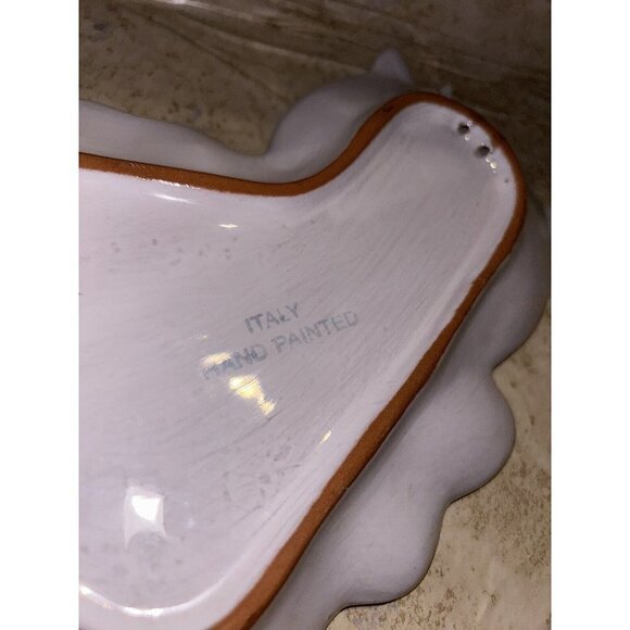 Vintage Italy Wall Hand Painted Blue Tabby Striped Yellow Ribbon Cat Decor - Picture 7 of 7